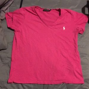 Pink polo v cut shirt